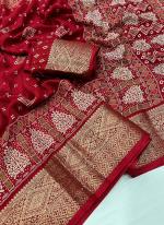 Moss Mello Red Traditional Wear Zari Work Saree